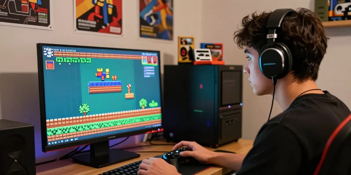 Gamer terlibat dengan lazadatoto, suasana permainan klasik yang menyenangkan.