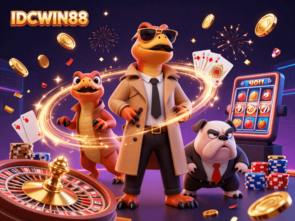 Play thrilling slots and discover jackpots at IDCWIN88 while raptors try to sneak into a VIP lounge.