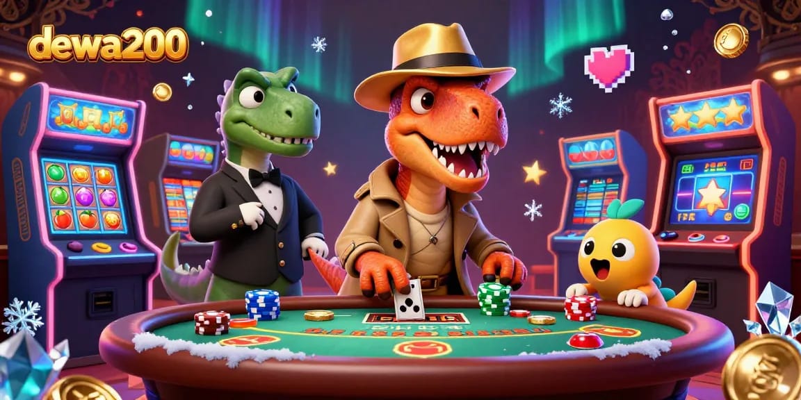 Mencoba peruntungan di kasino dewa200 dengan karakter dinosaurus lucu di meja blackjack.