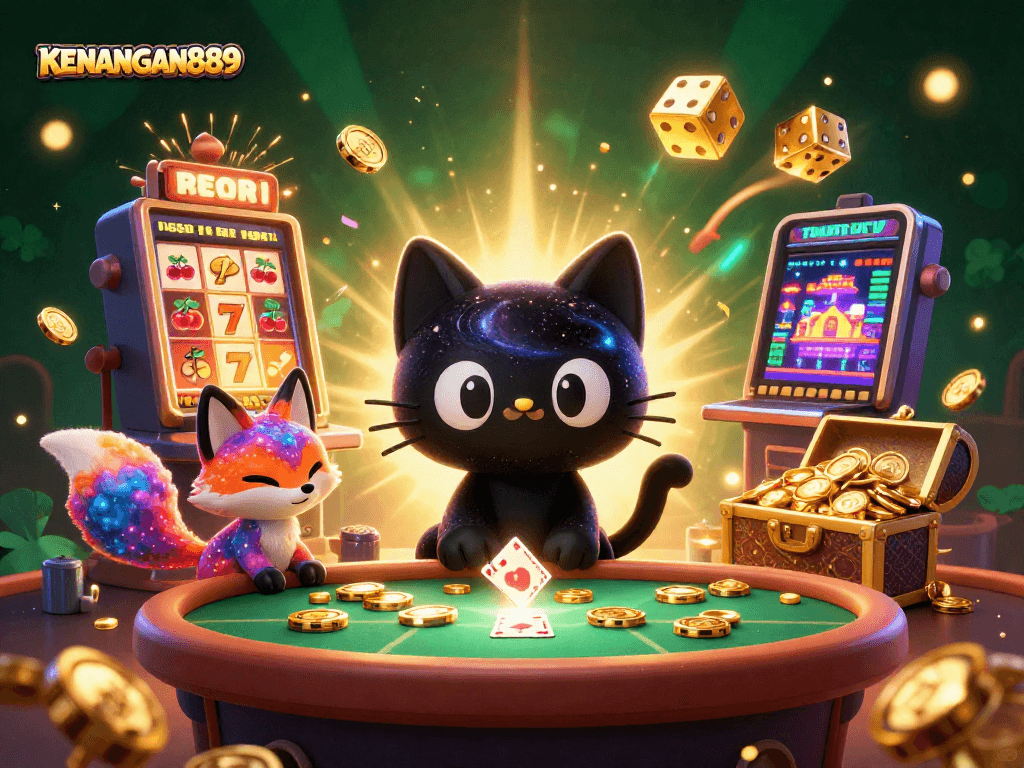 Play thrilling casino games at KENANGAN889 with a dynamic cosmic theme and vibrant characters.