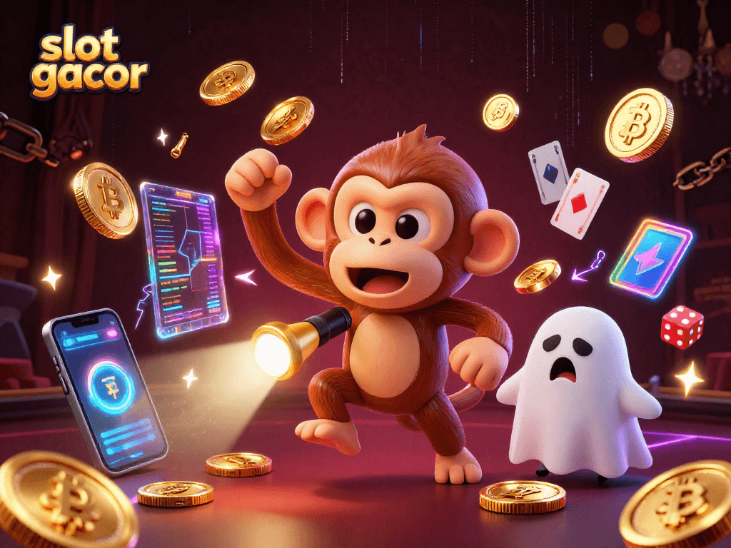 Slot gacor memperlihatkan kucing hantu dan uang emas dalam suasana kasino yang terekam secara mendetail