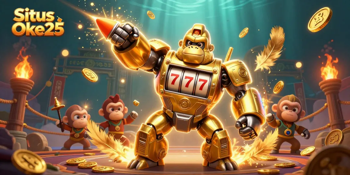 Menggunakan Situs Oke25, gorila emas transformer mecha dan pilot monyet menjajal slot online dengan pesona visual yang memukau.