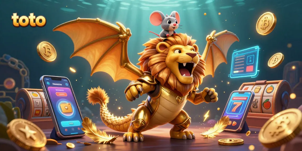 Toto triumphant chimera illustration with casino elements, showcasing exciting gaming action.