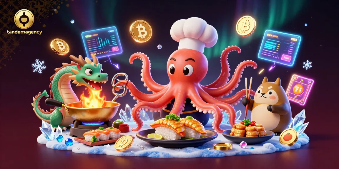 Experience thrilling wins with tandemagency in this vibrant casino illustration packed with gold and crypto.