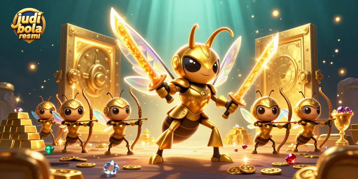 Experience thrilling judi bola resmi action with vibrant characters and dazzling treasures in this 3D illustration.