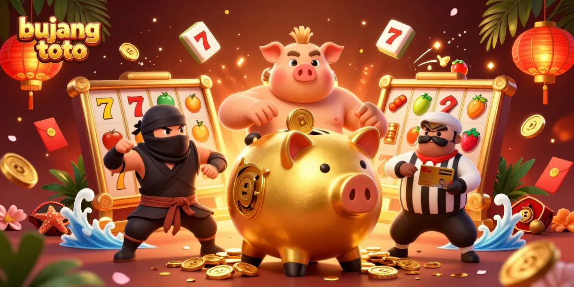 Bermain bujang toto dengan celengan babi emas, dompet ninja dan wasit samurai kartu di kasino.