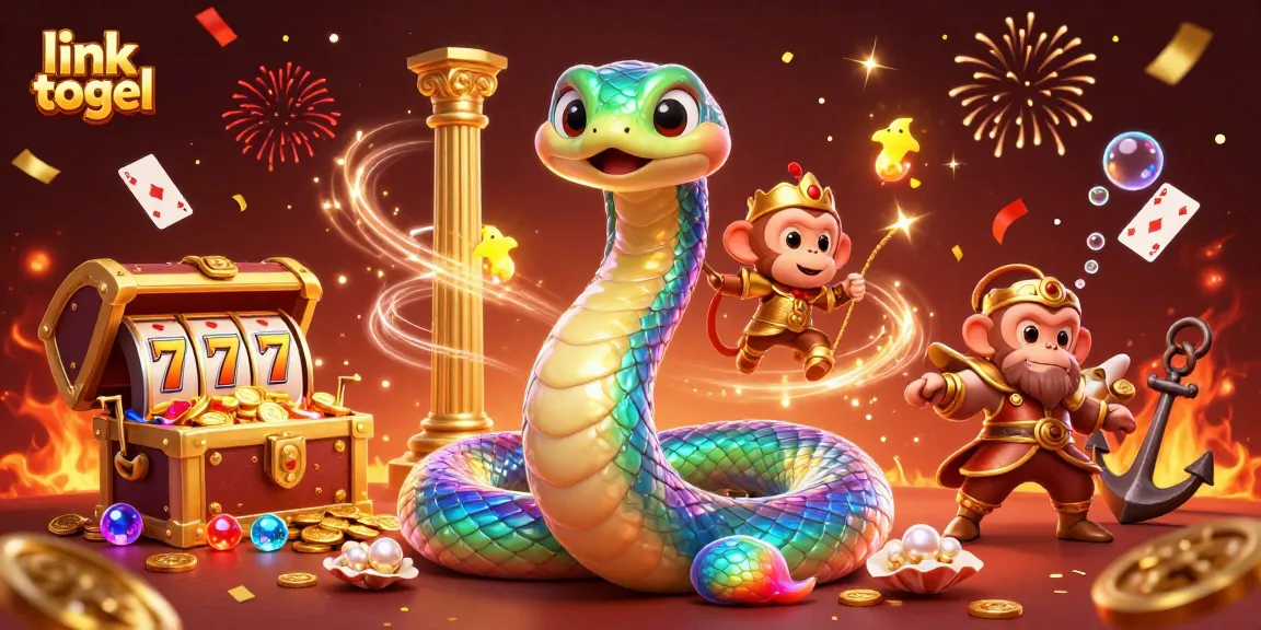 Play and win with link togel; a vibrant 3D casino scene filled with exciting games and magic.
