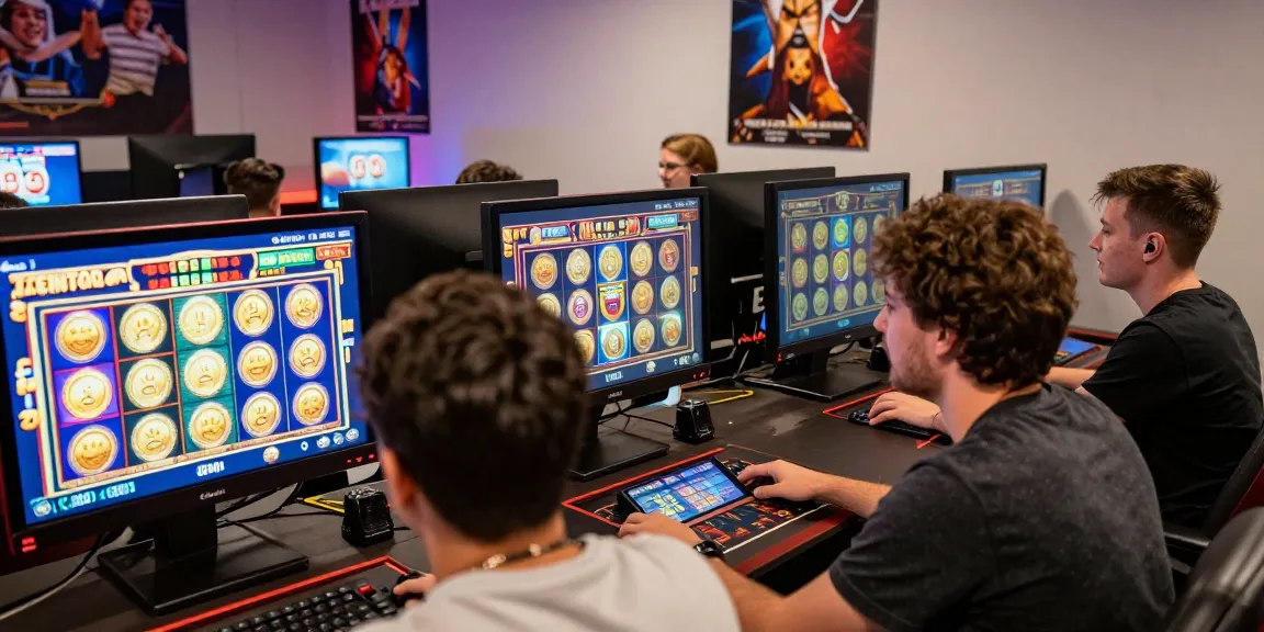 Dynamic TEMPOTOTO login scene showcasing players celebrating slot game wins in vibrant, modern gaming environment.