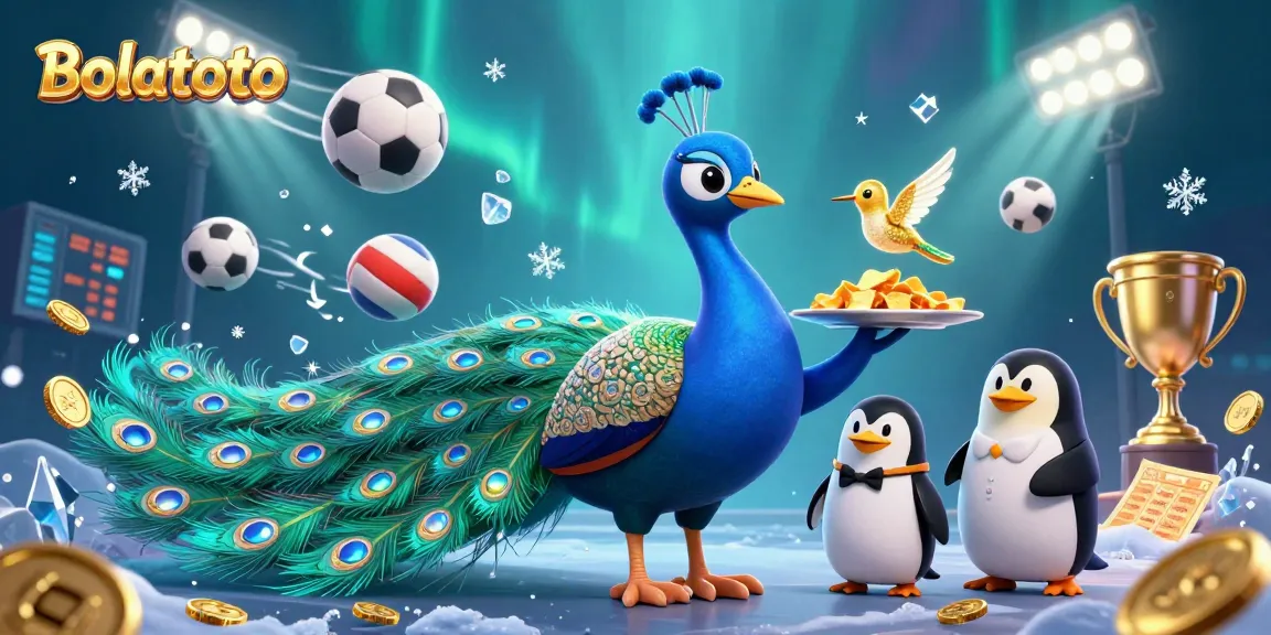 Engage in thrilling sports betting at Bolatoto, with a dazzling peacock and playful animals.