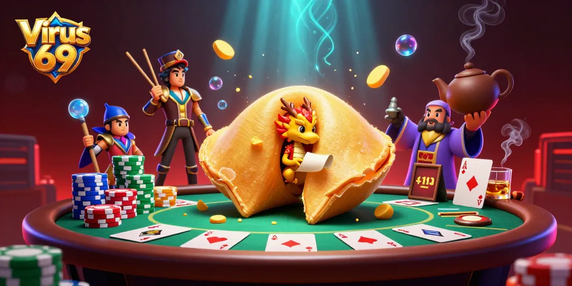 Engage with Virus 69's dynamic gaming scene featuring unique characters and poker elements.