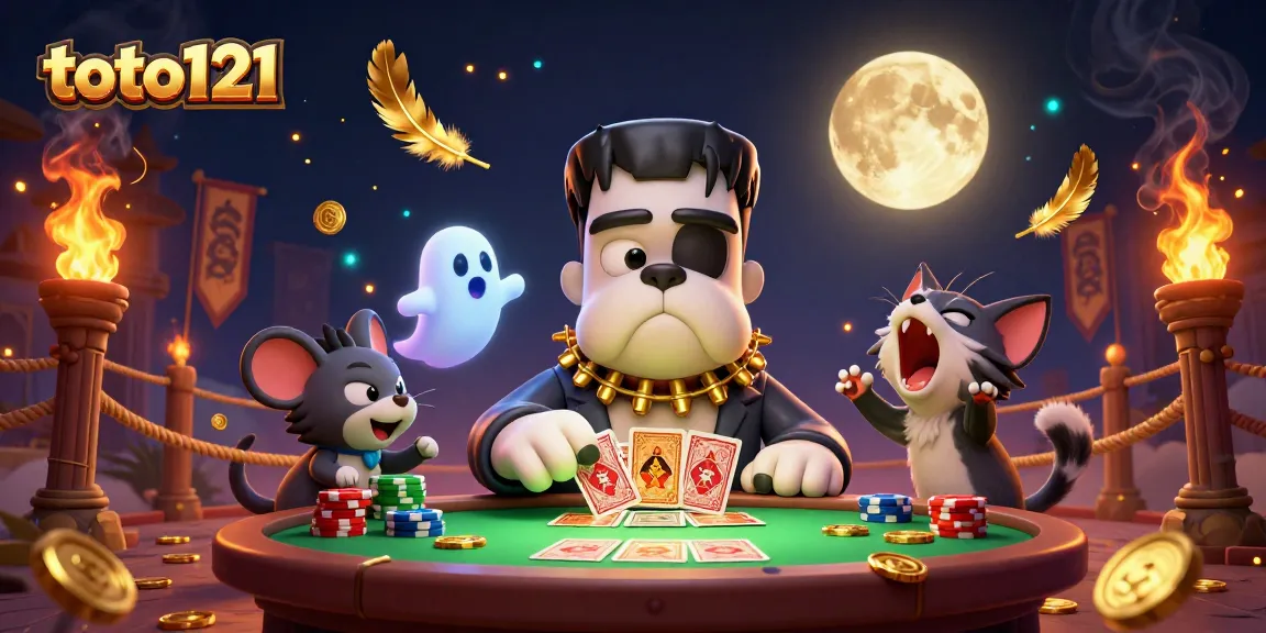 toto121 menghadirkan pertarungan seru dengan monster bulldog yang menangani kartu, dalam suasana kasino yang menegangkan.