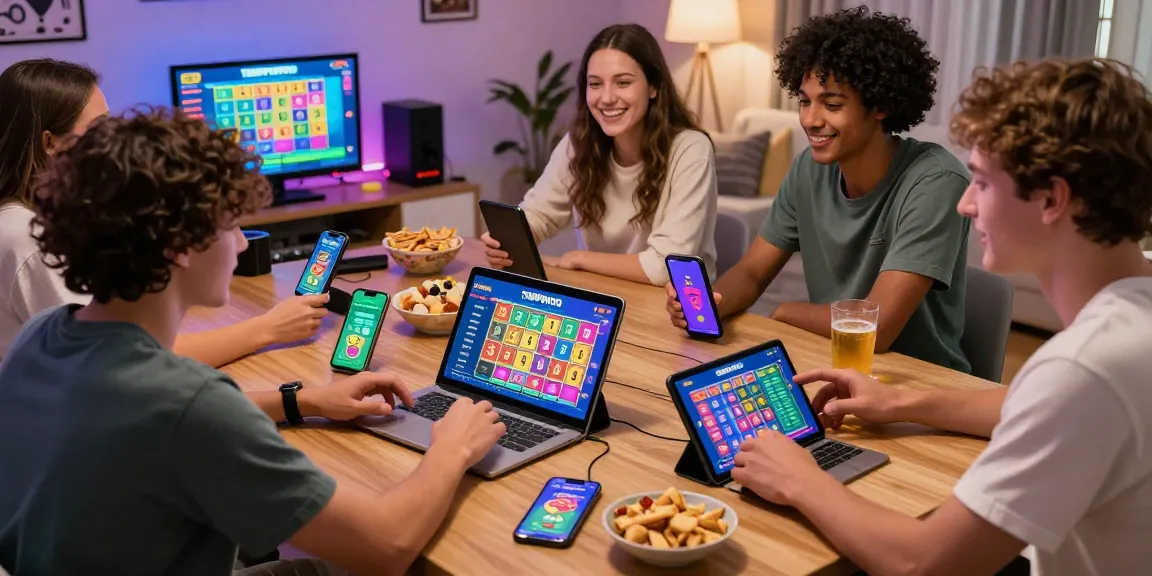 Players enjoying the dynamic experience of tempo toto lottery games in a lively home setting.