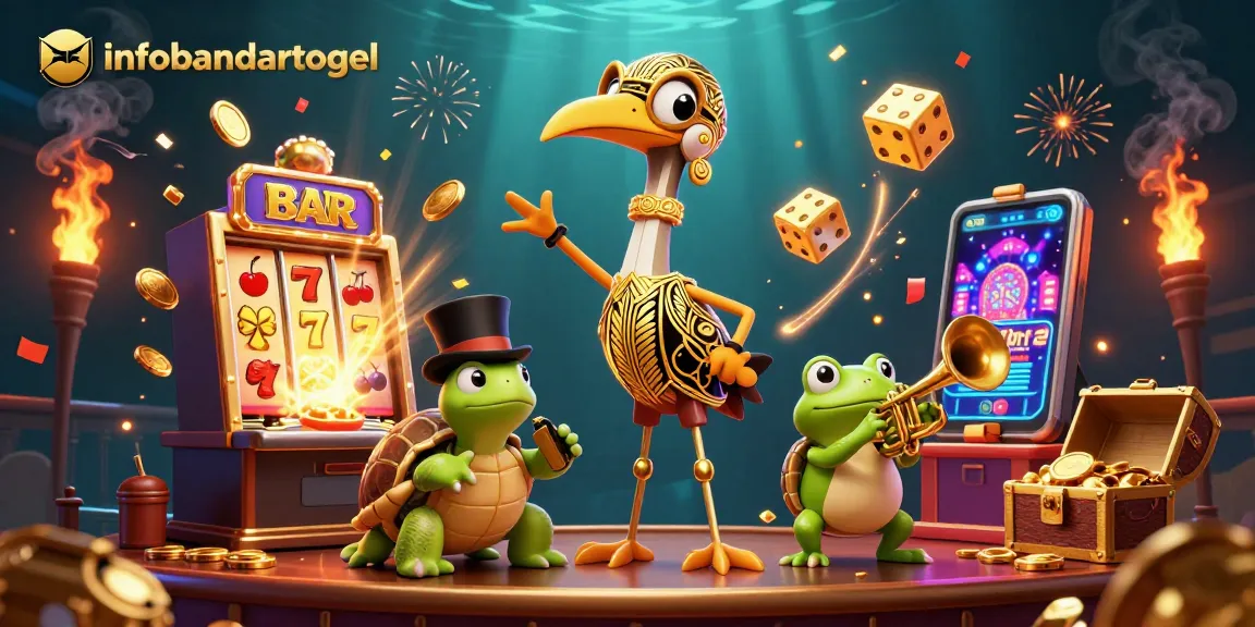 Experience thrilling gaming excitement at infobandartogel with vibrant casino elements and lively characters.