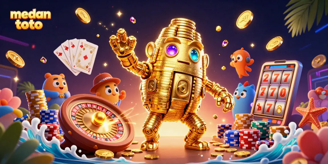 Gabungkan pengalaman bermain medan toto dengan slot hoki dan simbol beruntung dalam ilustrasi menarik.